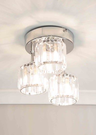 ValueLights Beth Polished Silver Semi-Flush Light with White Shade (20cm x 19.5cm x 18.5cm)