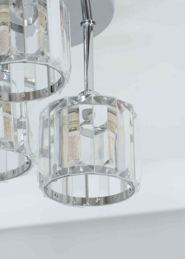 ValueLights Beth Polished Silver Semi-Flush Light with White Shade (20cm x 19.5cm x 18.5cm)