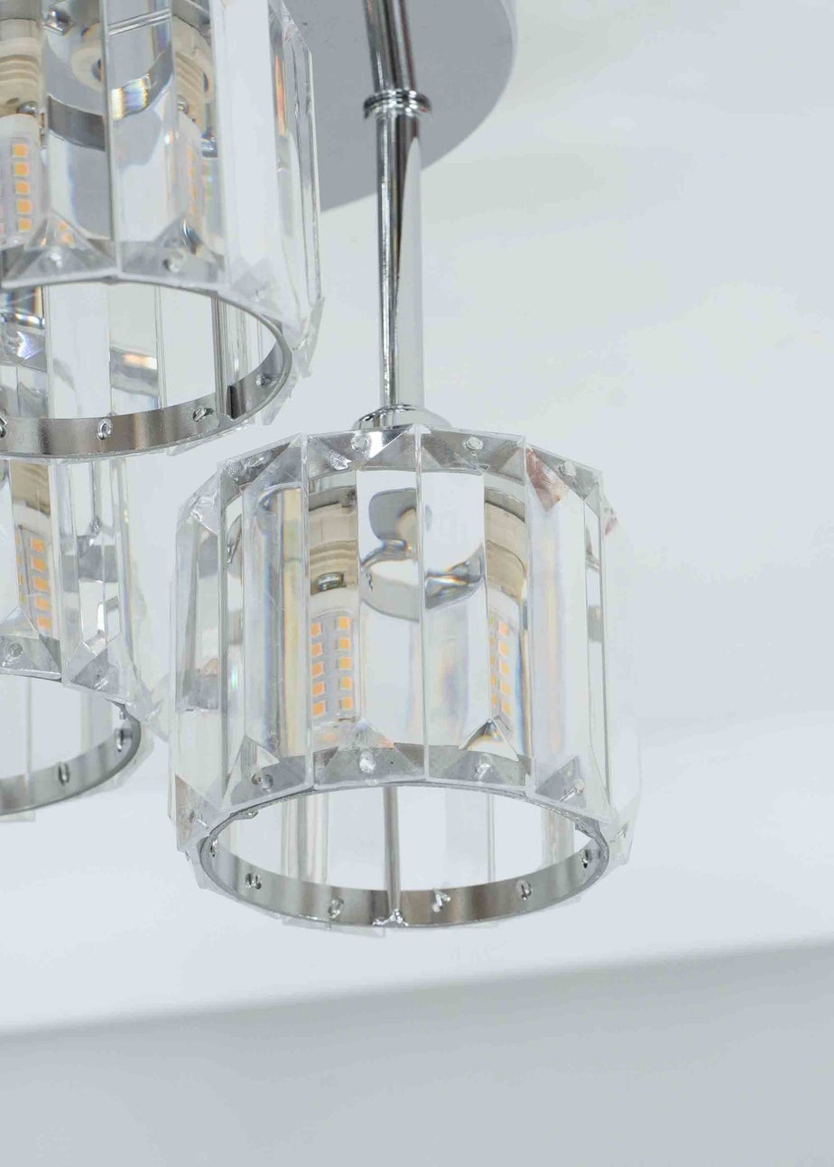 ValueLights Beth Polished Silver Semi-Flush Light with White Shade (20cm x 19.5cm x 18.5cm)