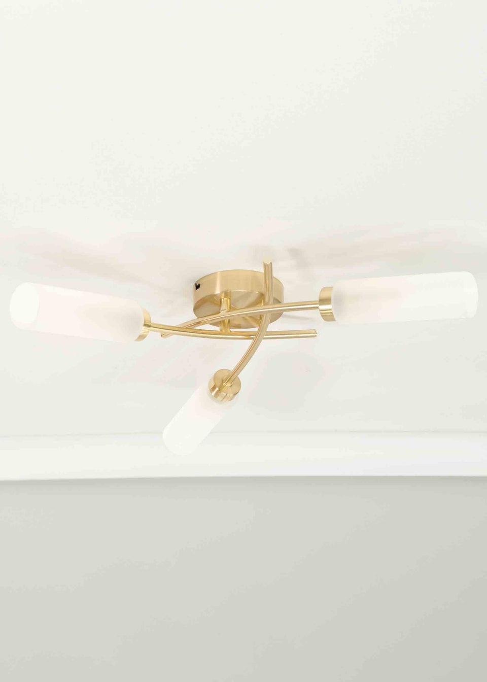 ValueLights Maya Brushed Gold Semi-Flush Light with White Drum Shade