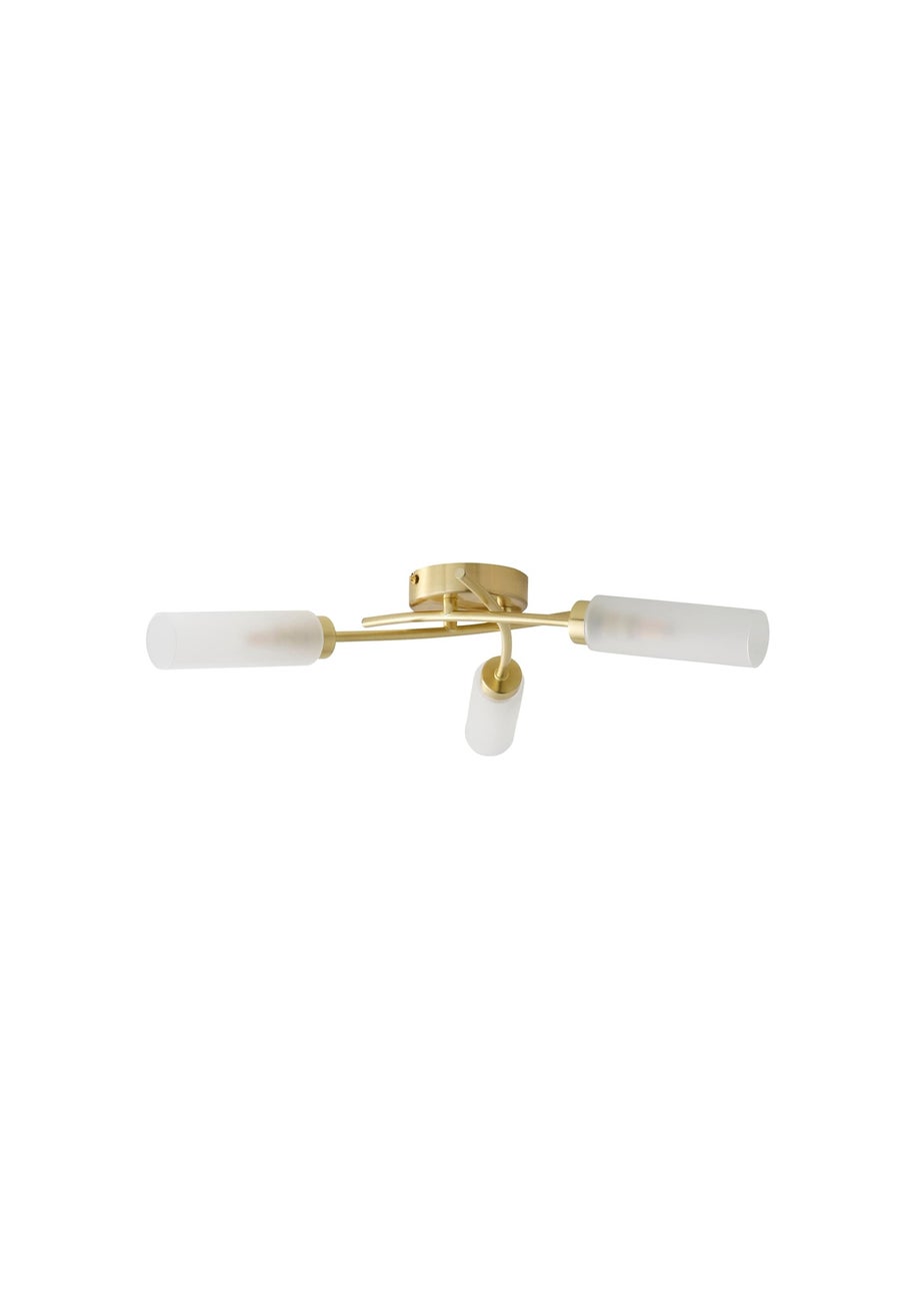 ValueLights Maya Brushed Gold Semi-Flush Light with White Drum Shade