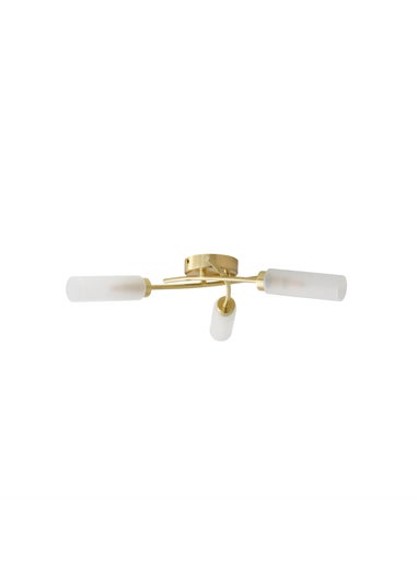 ValueLights Maya Brushed Gold Semi-Flush Light with White Drum Shade