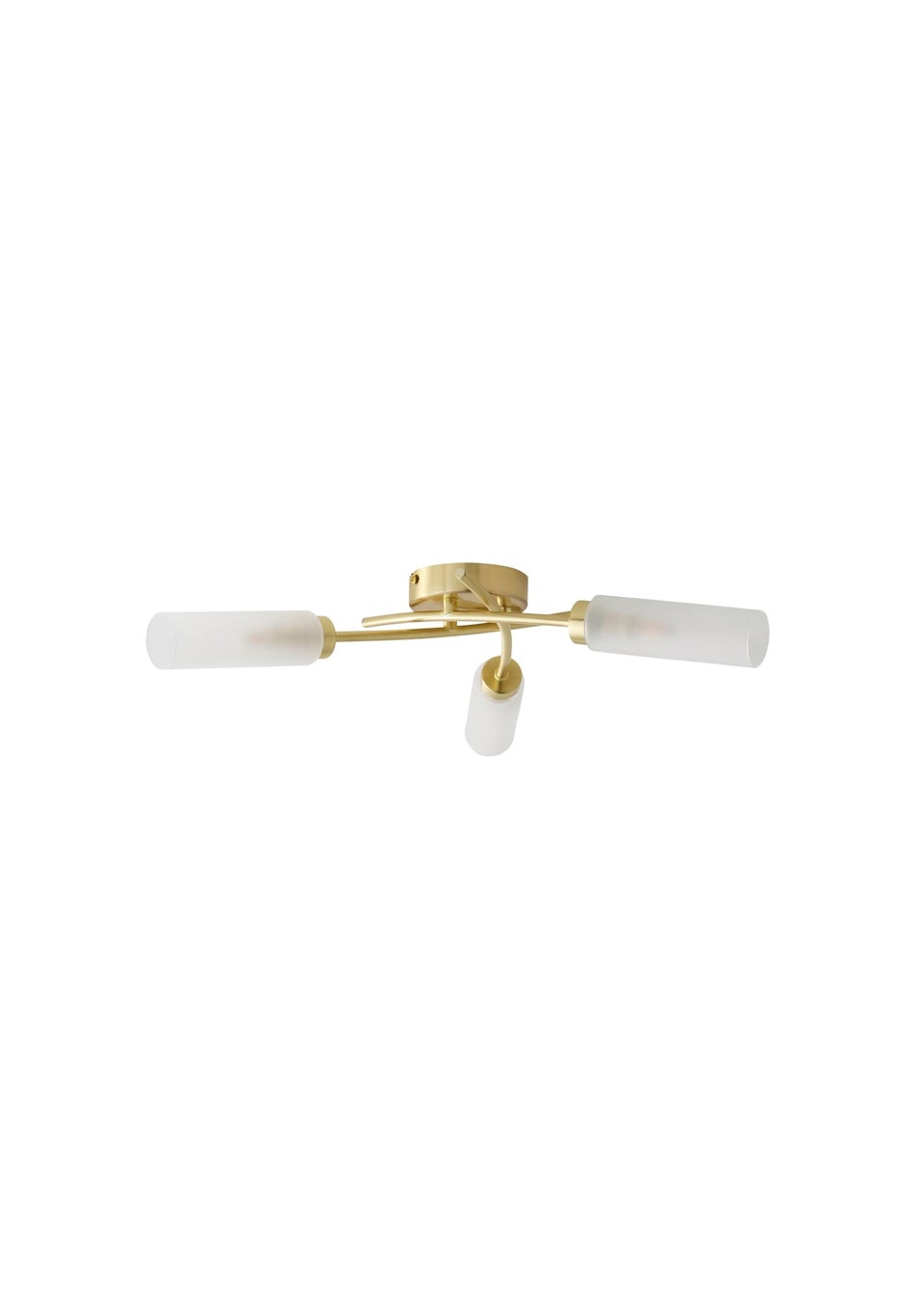 ValueLights Maya Brushed Gold Semi-Flush Light with White Drum Shade
