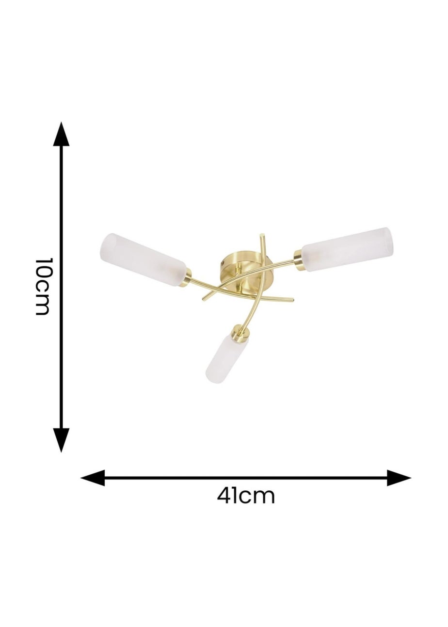 ValueLights Maya Brushed Gold Semi-Flush Light with White Drum Shade