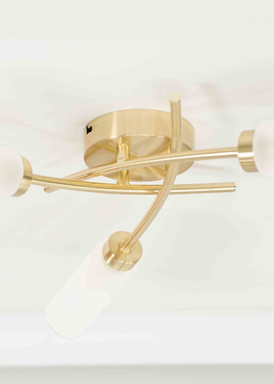 ValueLights Maya Brushed Gold Semi-Flush Light with White Drum Shade