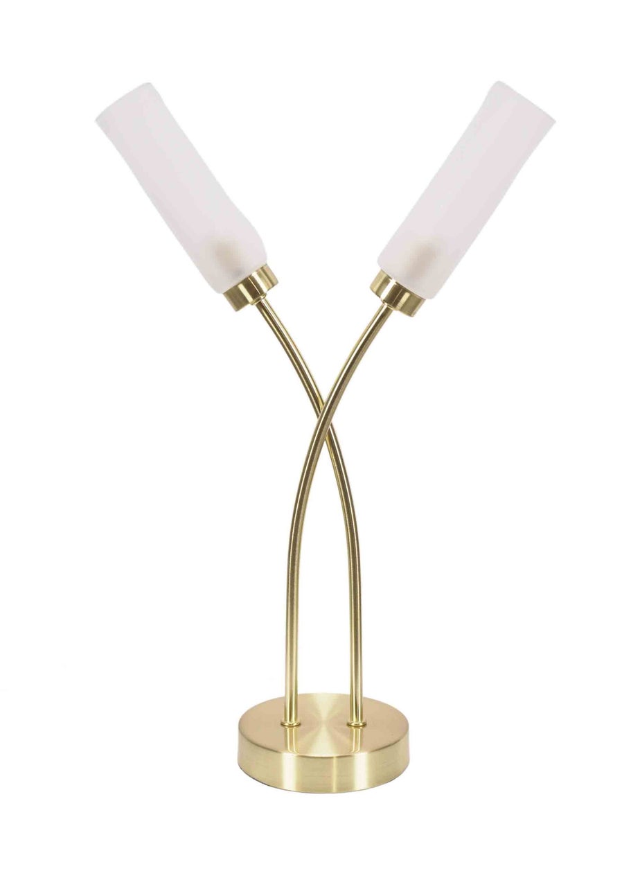 ValueLights Maya Gold Table Lamp with White Drum Shade