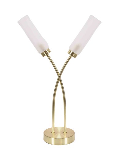 ValueLights Maya Gold Table Lamp with White Drum Shade