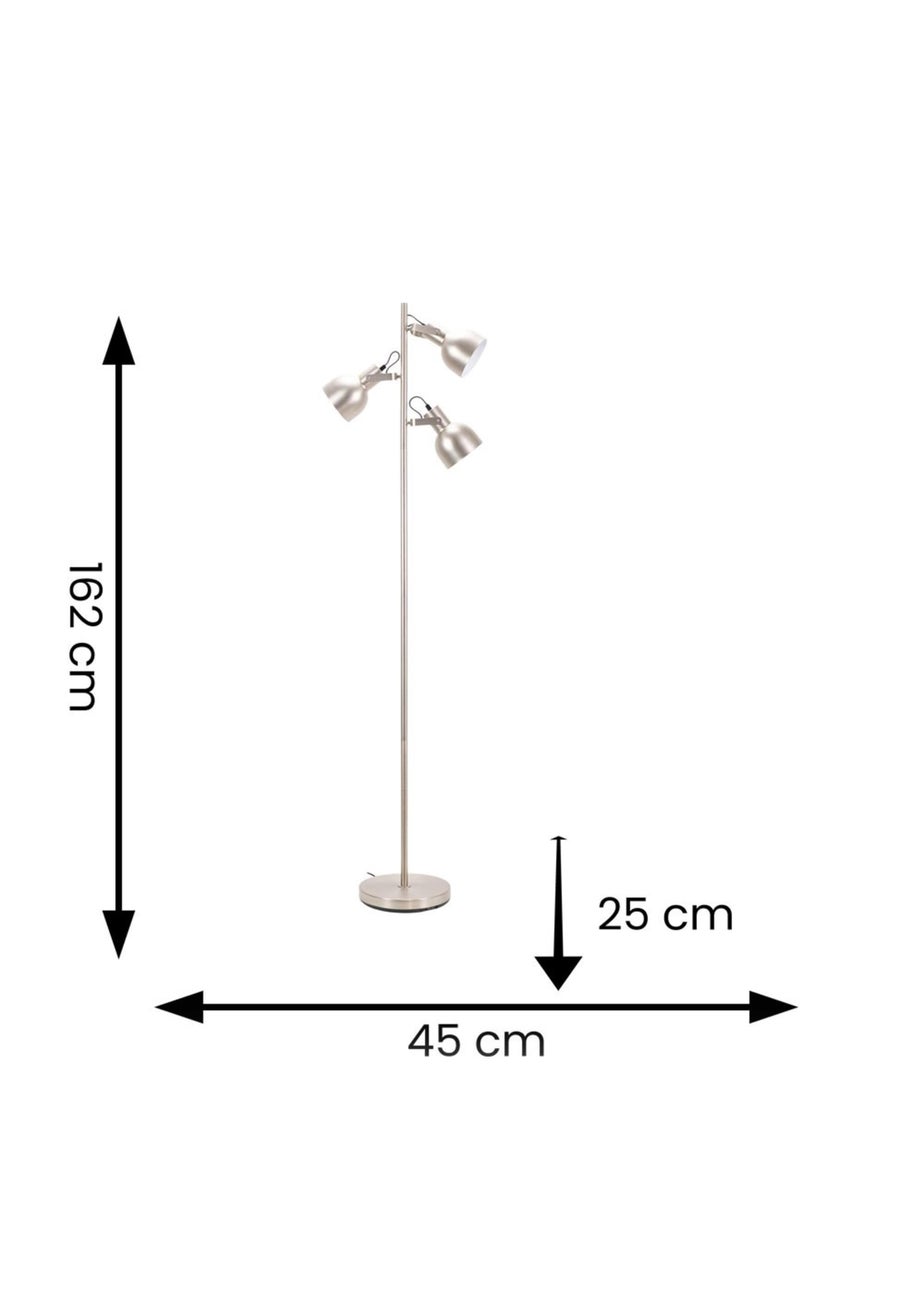 ValueLights Brushed Silver Floor Lamp with Silver Dome Shade (162cm x 45cm x 25cm)
