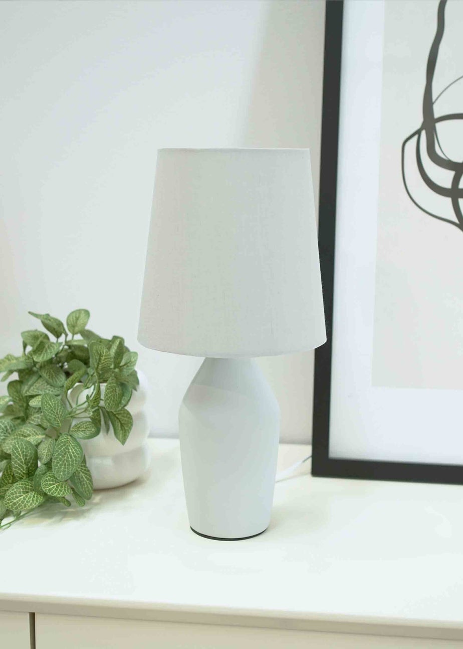 ValueLights Arlo Matte Grey Table Lamp with Grey Tapered Shade
