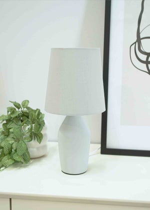 ValueLights Arlo Matte Grey Table Lamp with Grey Tapered Shade