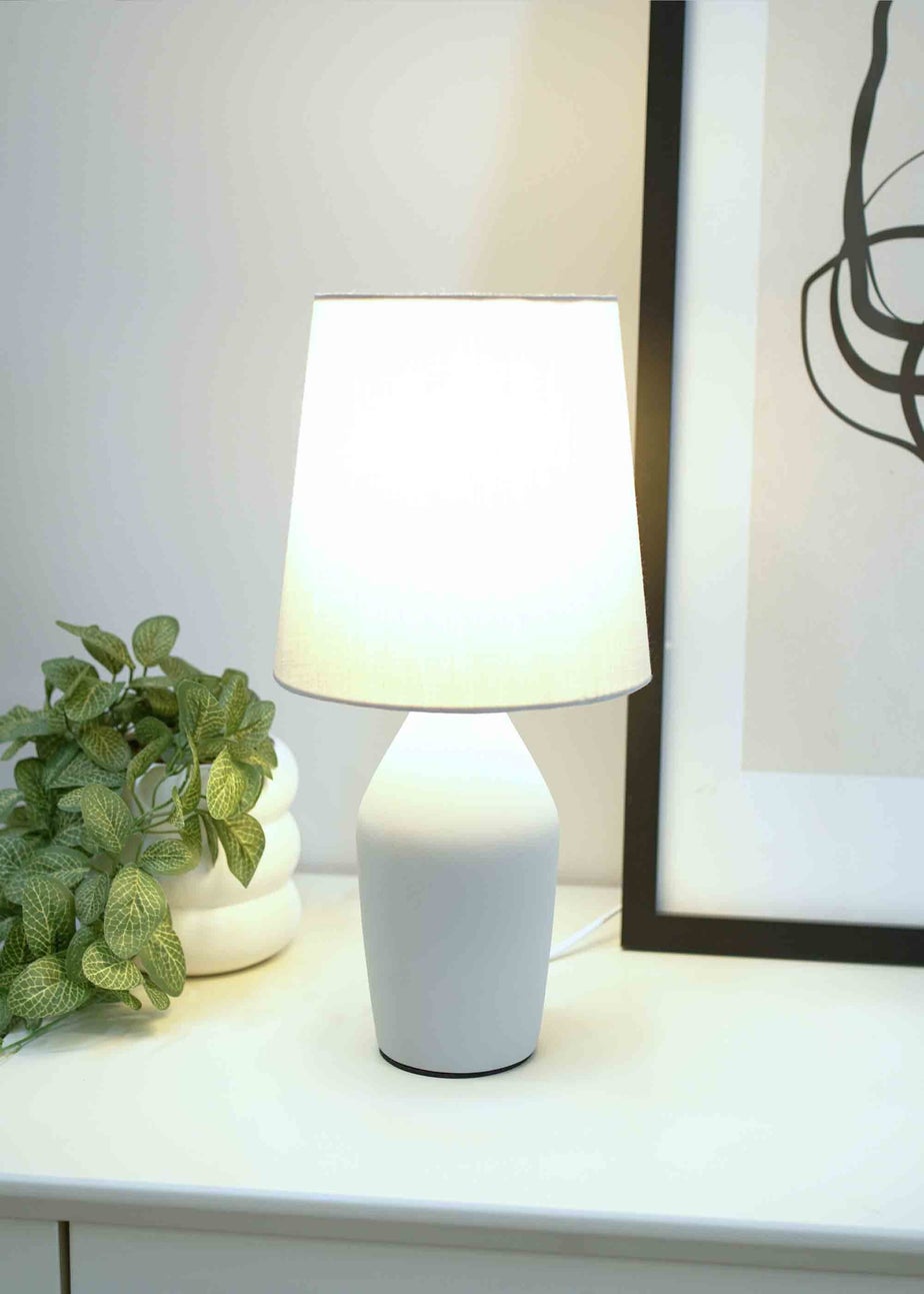 ValueLights Arlo Matte Grey Table Lamp with Grey Tapered Shade