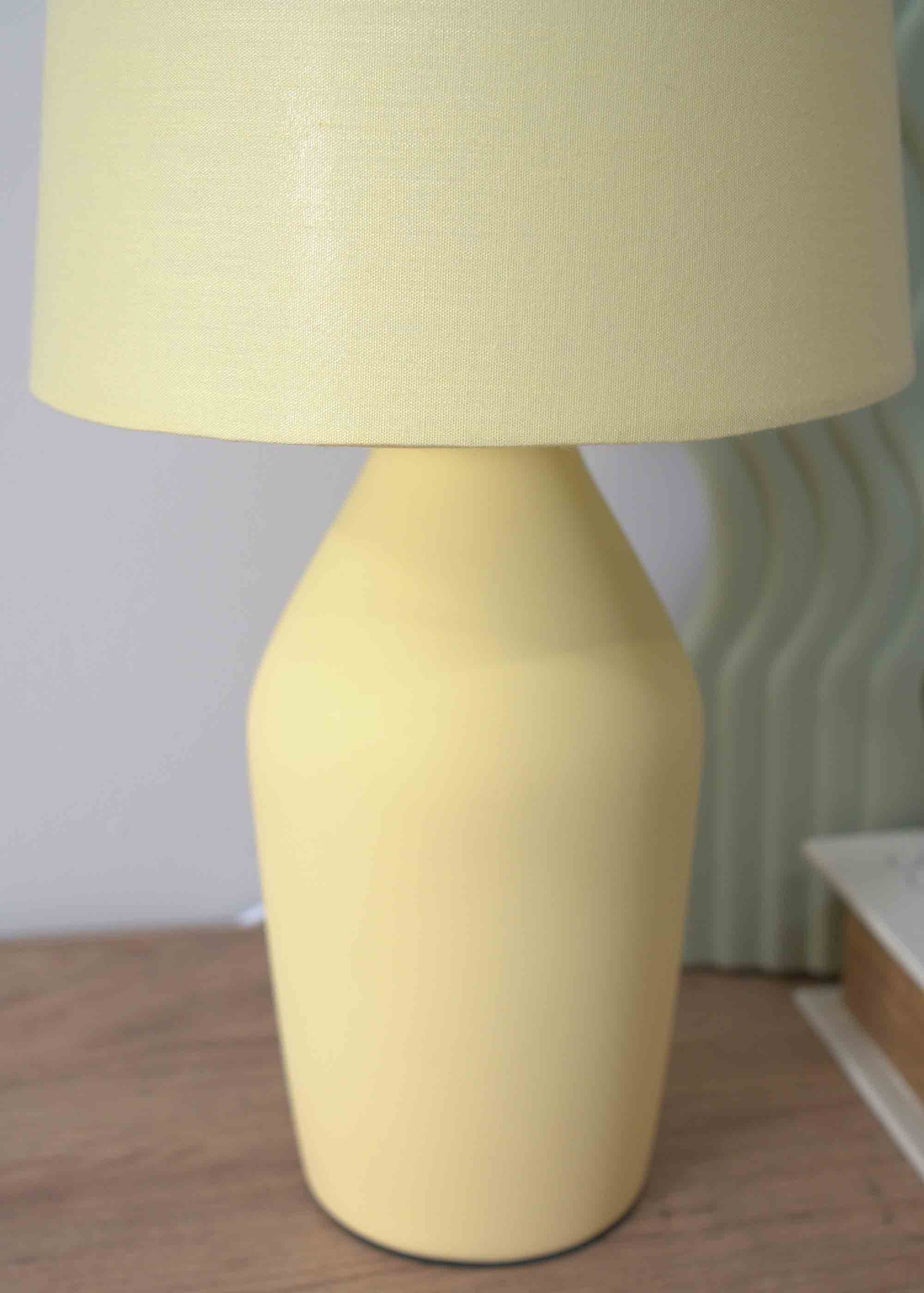 ValueLights Arlo Matte Yellow Table Lamp with Yellow Tapered Shade