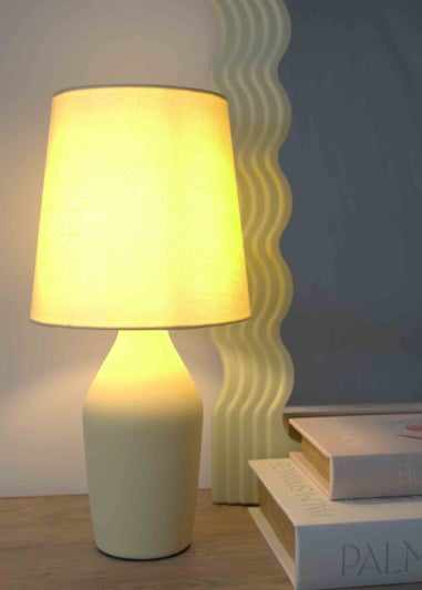 ValueLights Arlo Matte Yellow Table Lamp with Yellow Tapered Shade