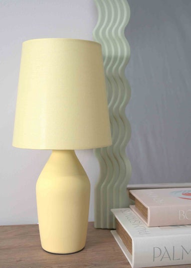 ValueLights Arlo Matte Yellow Table Lamp with Yellow Tapered Shade