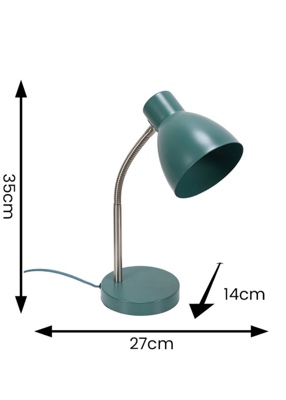 ValueLights Keela Matte Teal Table Lamp with Oval Shade (35cm x 14cm x 27cm)