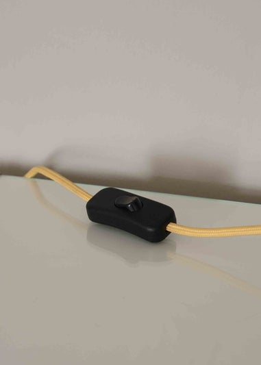 ValueLights Keela Matte Mustard Table Lamp with Oval Shade (35cm x 14cm x 27cm)