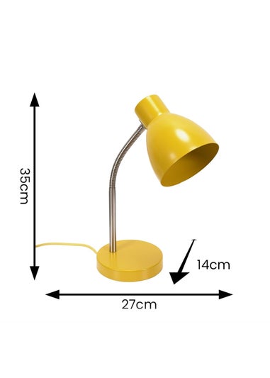 ValueLights Keela Matte Mustard Table Lamp with Oval Shade (35cm x 14cm x 27cm)