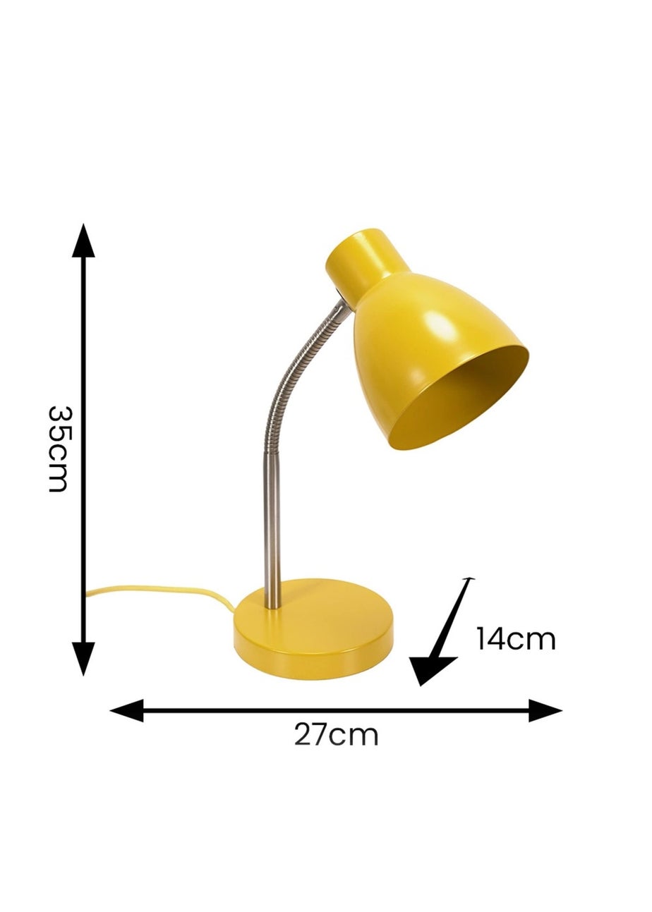 ValueLights Keela Matte Mustard Table Lamp with Oval Shade (35cm x 14cm x 27cm)