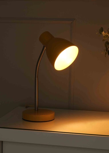 ValueLights Keela Matte Mustard Table Lamp with Oval Shade (35cm x 14cm x 27cm)