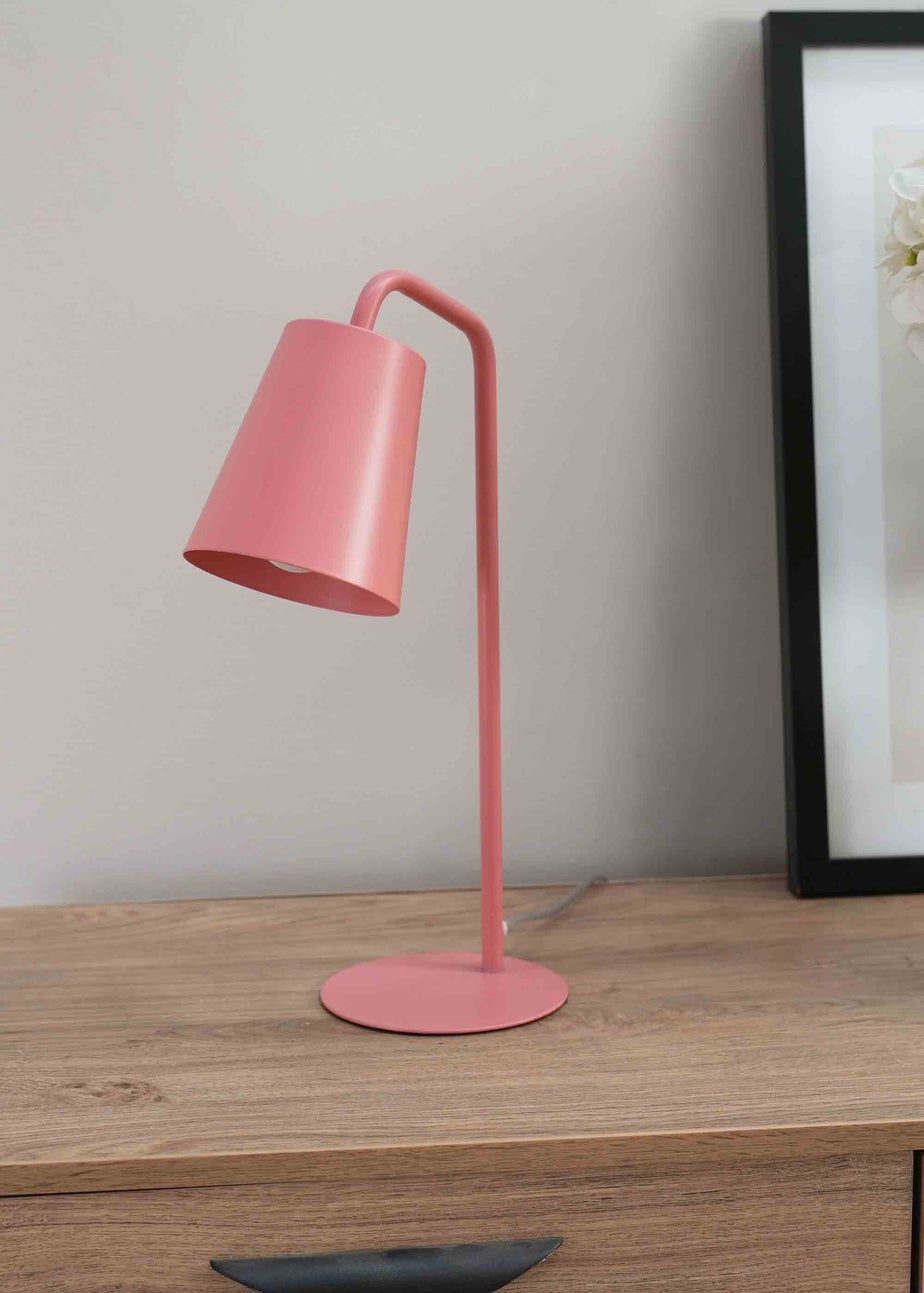 ValueLights Bibi Gloss Pink Table Lamp with Pink Tapered Shade