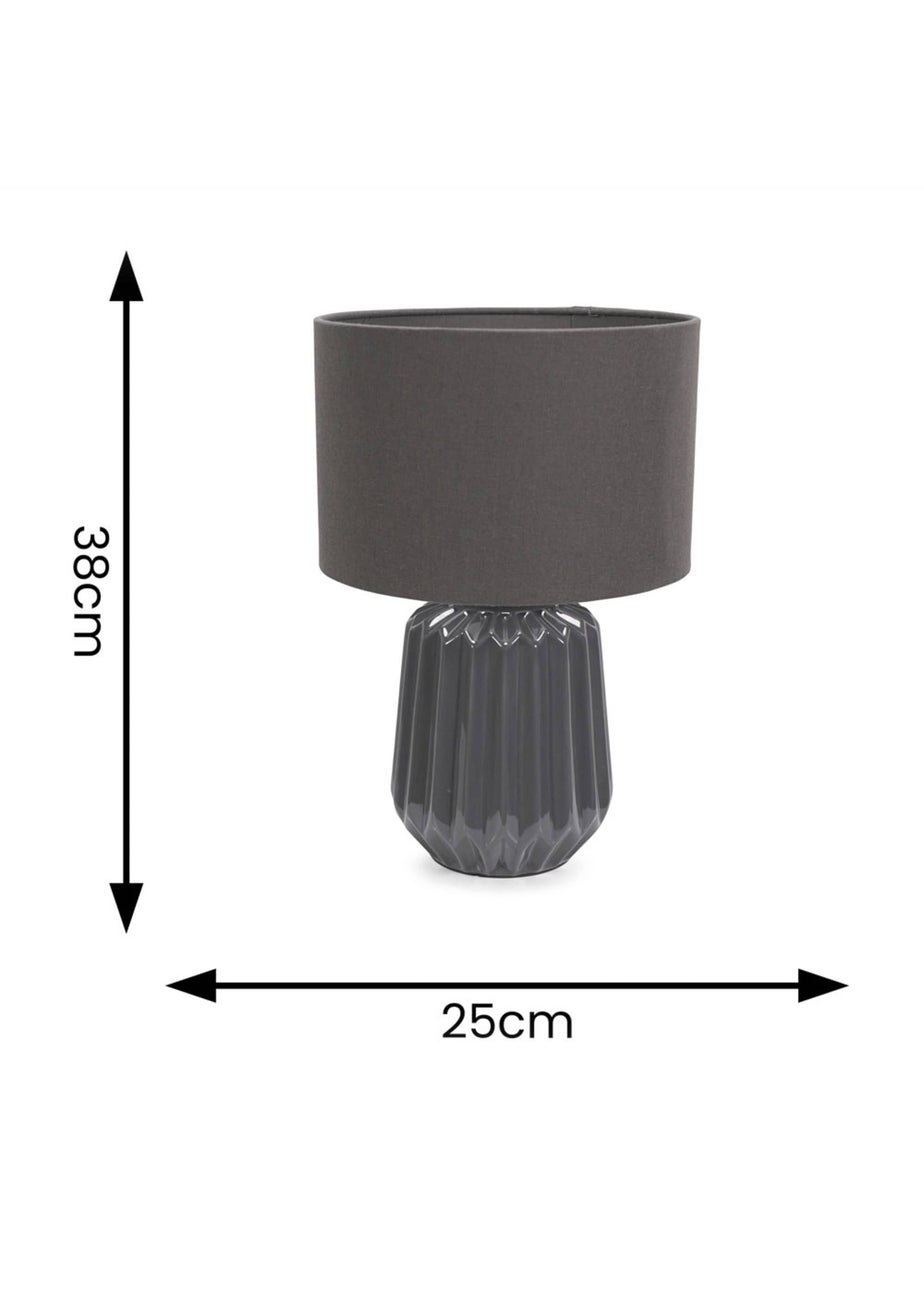 ValueLights Zak Gloss Grey Table Lamp with Grey Drum Shade