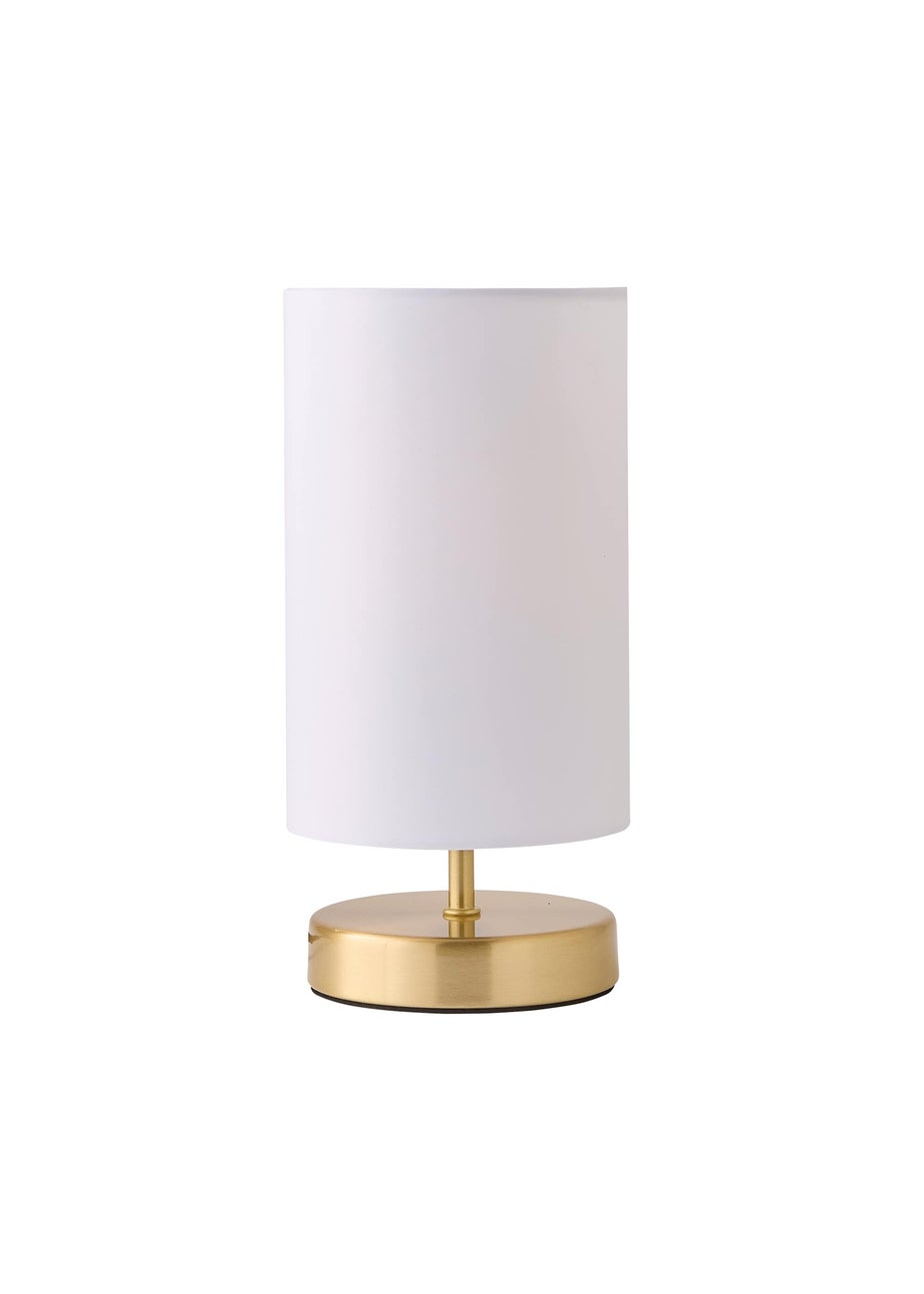 ValueLights Francis Dimmable Brushed Gold Table Lamp with White Drum Shade