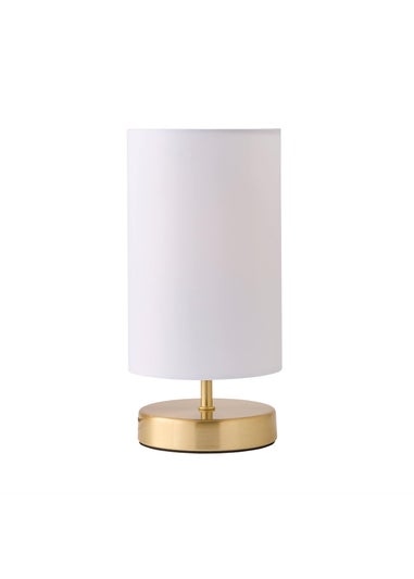ValueLights Francis Dimmable Brushed Gold Table Lamp with White Drum Shade