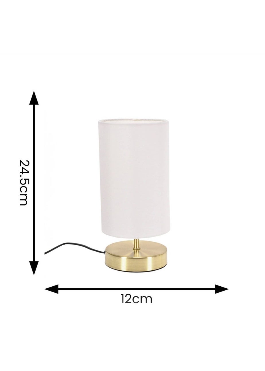 ValueLights Francis Dimmable Brushed Gold Table Lamp with White Drum Shade