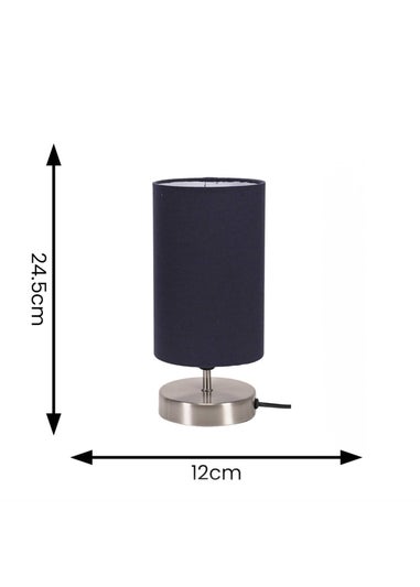 ValueLights Dimmable Silver Table Lamp with Blue Drum Shade
