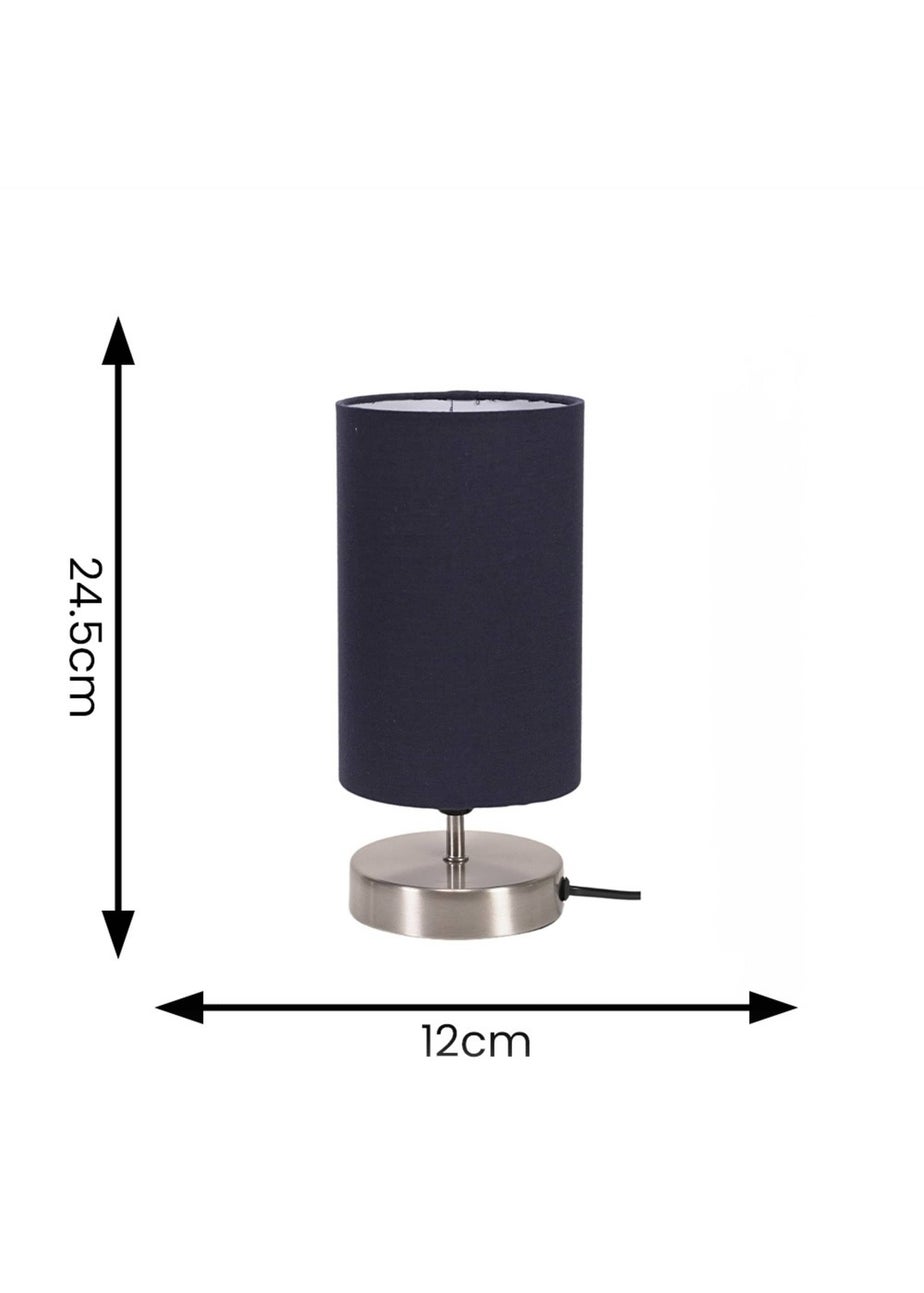 ValueLights Dimmable Silver Table Lamp with Blue Drum Shade