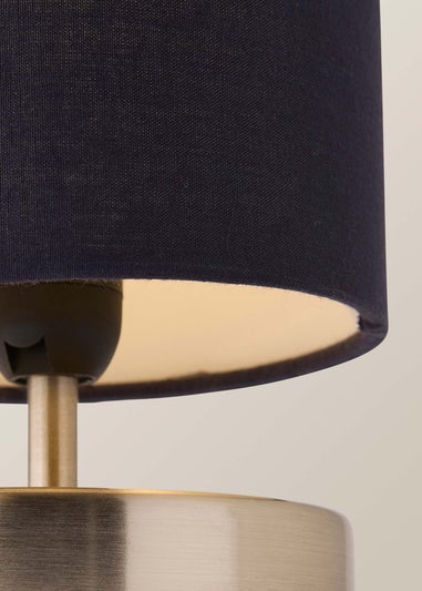 ValueLights Dimmable Silver Table Lamp with Blue Drum Shade