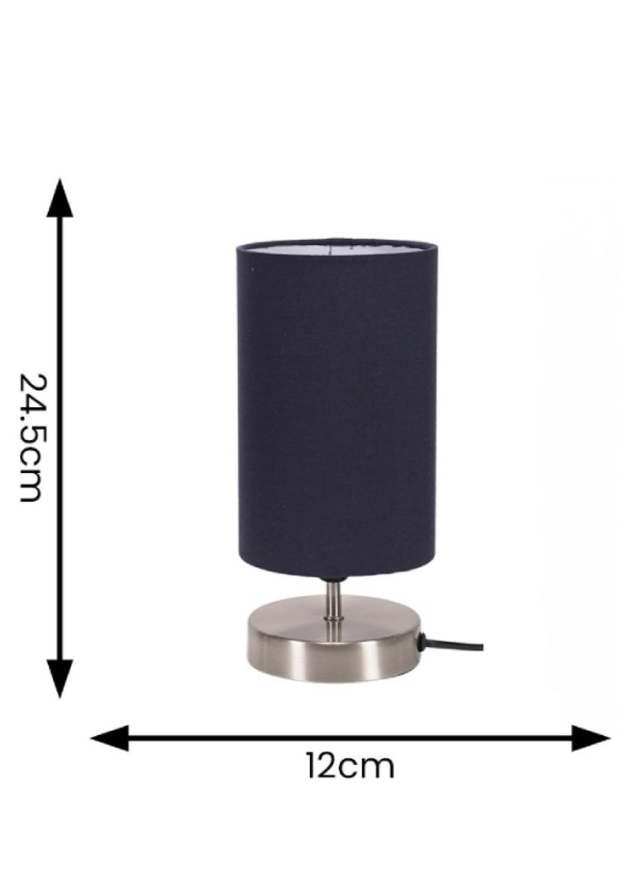 ValueLights Dimmable Silver Table Lamp with Blue Drum Shade