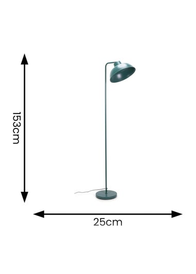 ValueLights Morris Matte Teal Floor Lamp with Teal Dome Shade