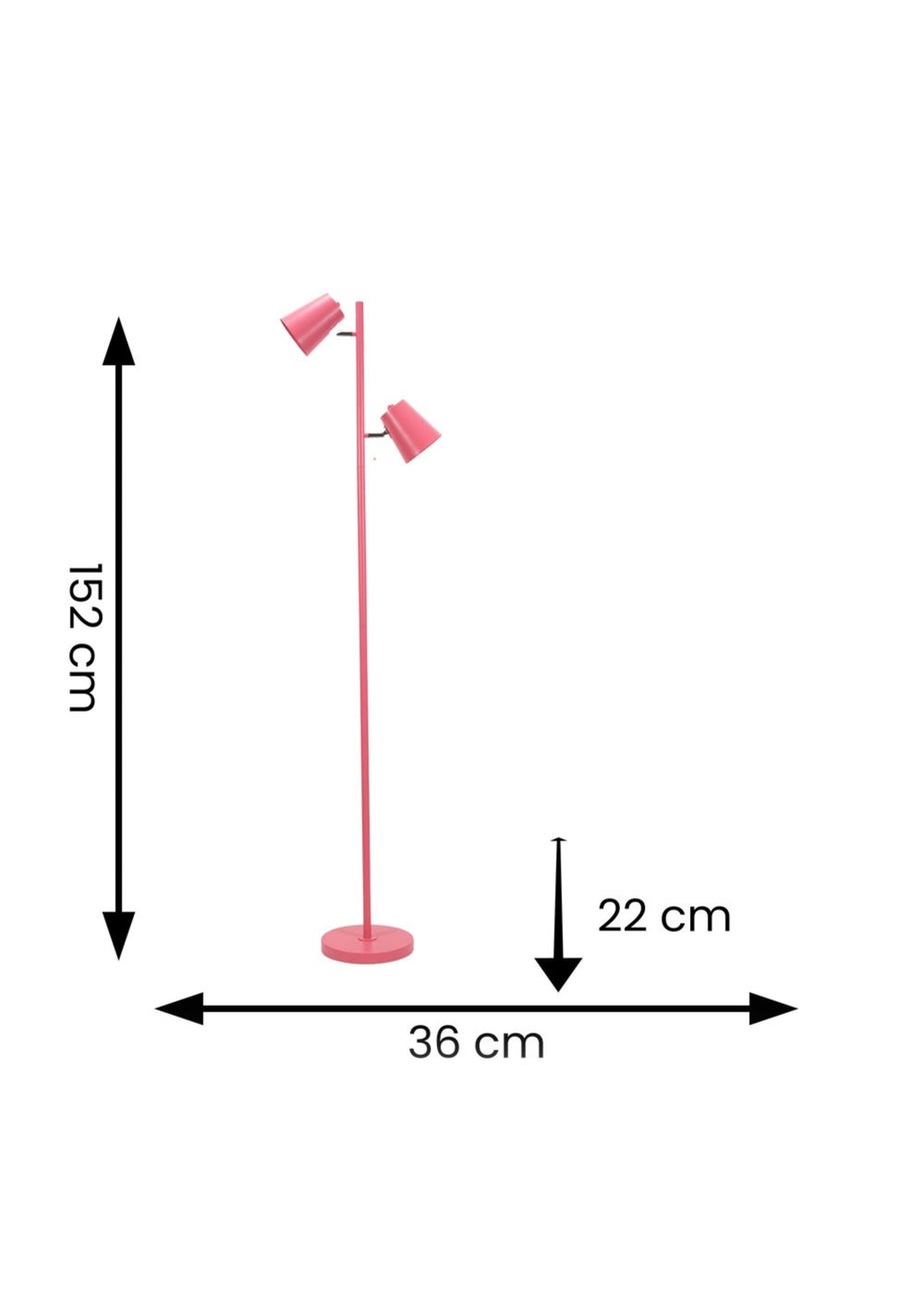 ValueLights Bibi Gloss Pink Floor Lamp with Pink Tapered Shade