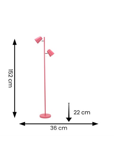 ValueLights Bibi Gloss Pink Floor Lamp with Pink Tapered Shade