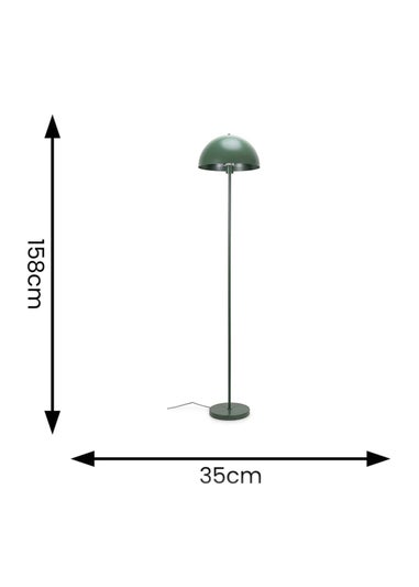 ValueLights Stassi Matte Green Floor Lamp with Green Dome Shade