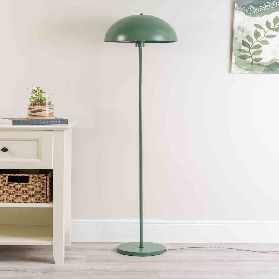 ValueLights Stassi Matte Green Floor Lamp with Green Dome Shade