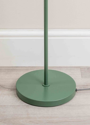 ValueLights Stassi Matte Green Floor Lamp with Green Dome Shade