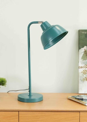 ValueLights Morris Matte Teal Table Lamp with Teal Dome Shade