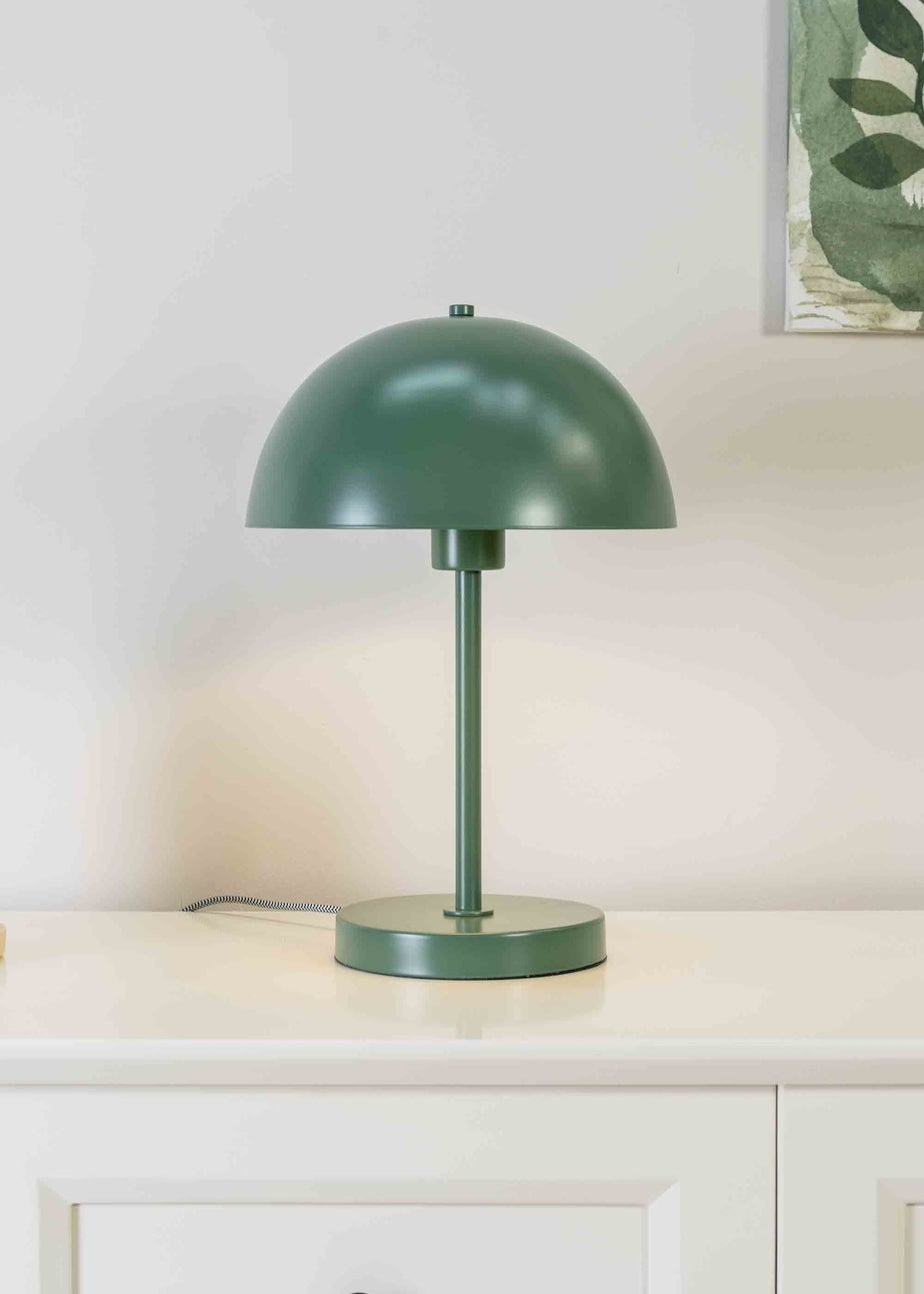 ValueLights Stassi Matte Green Table Lamp with Green Dome Shade