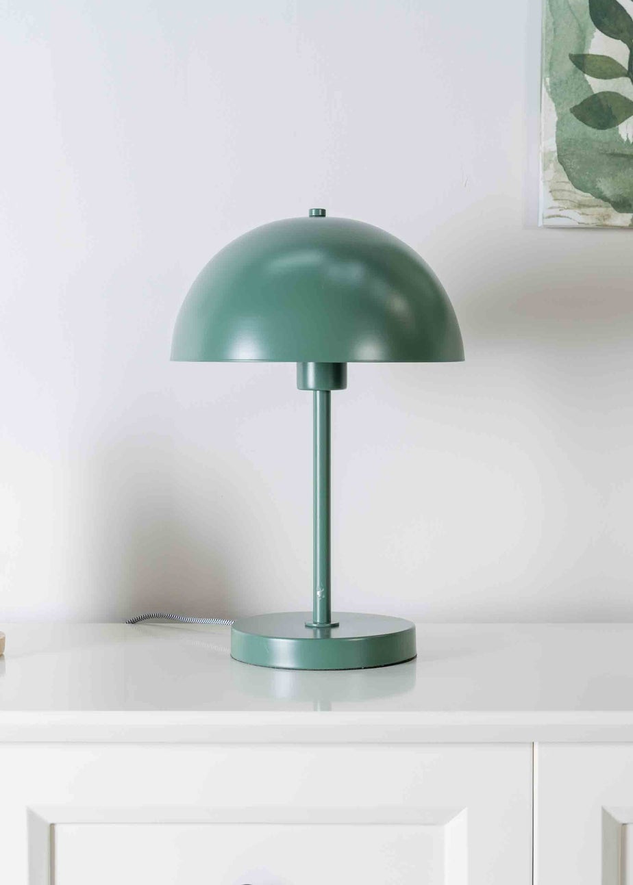 ValueLights Stassi Matte Green Table Lamp with Green Dome Shade