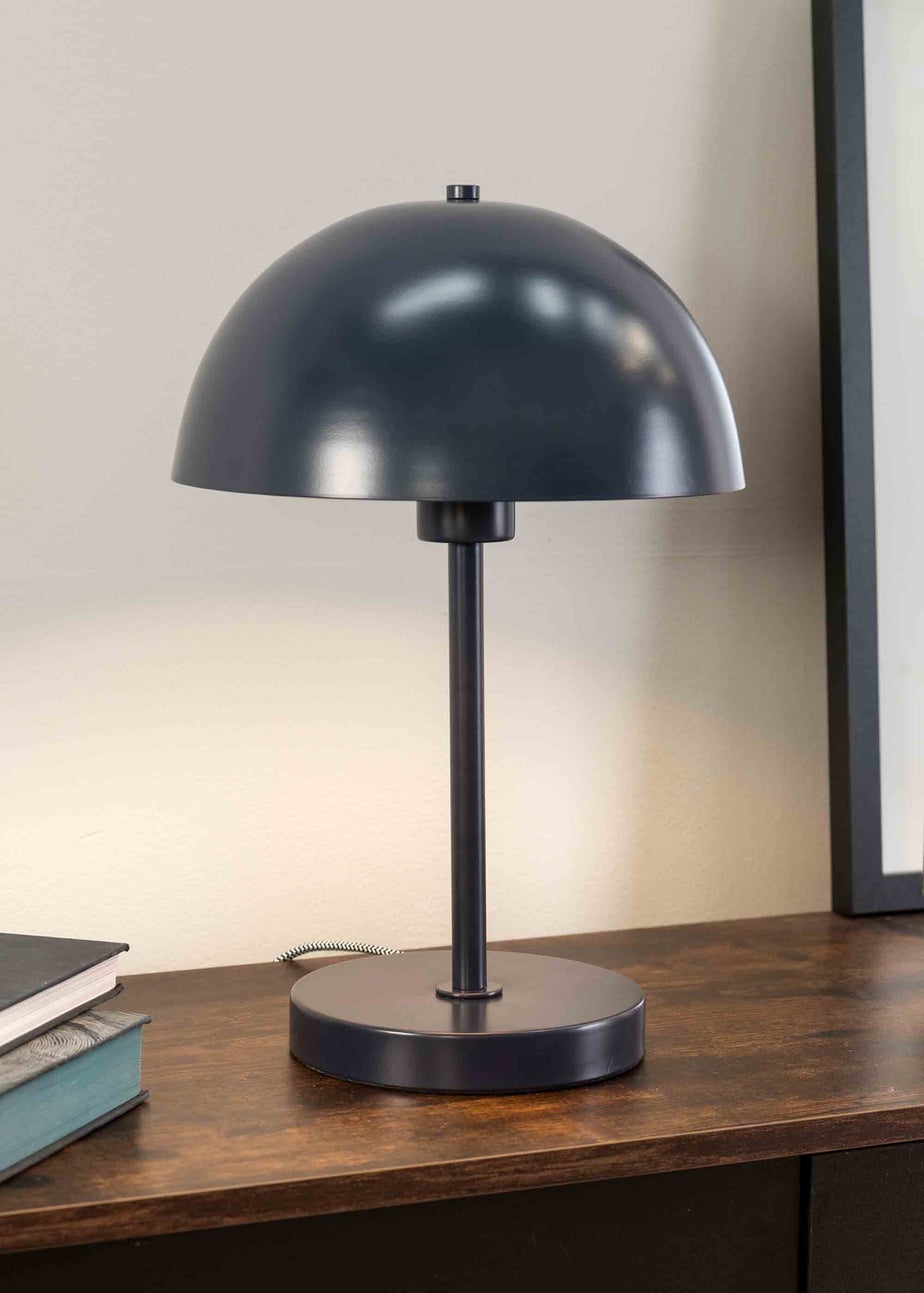 ValueLights Stassi Matte Blue Table Lamp with Blue Dome Shade