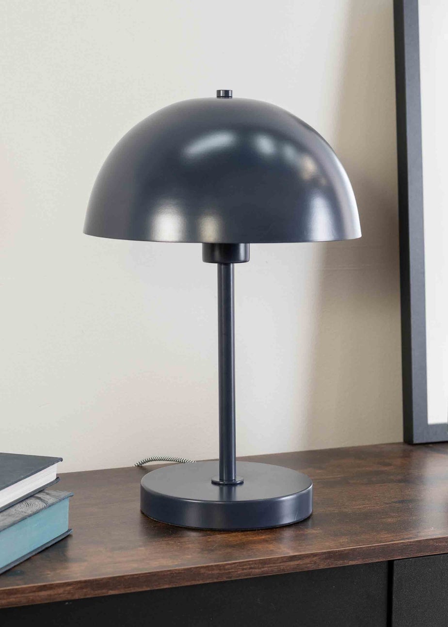 ValueLights Stassi Matte Blue Table Lamp with Blue Dome Shade
