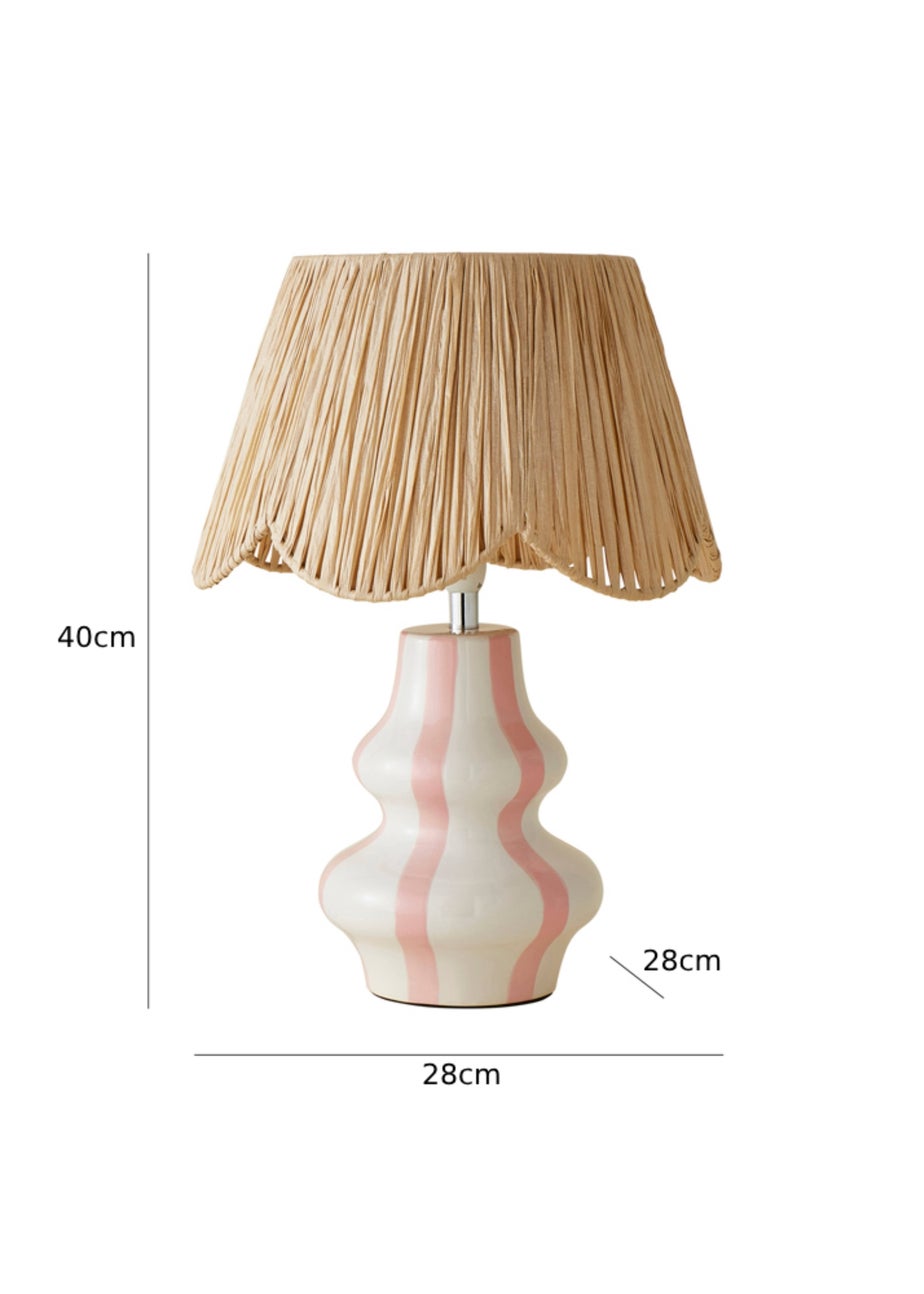 ValueLights Perrie Gloss Pink Table Lamp with Natural Tapered Shade