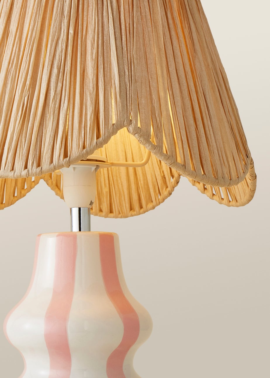 ValueLights Perrie Gloss Pink Table Lamp with Natural Tapered Shade