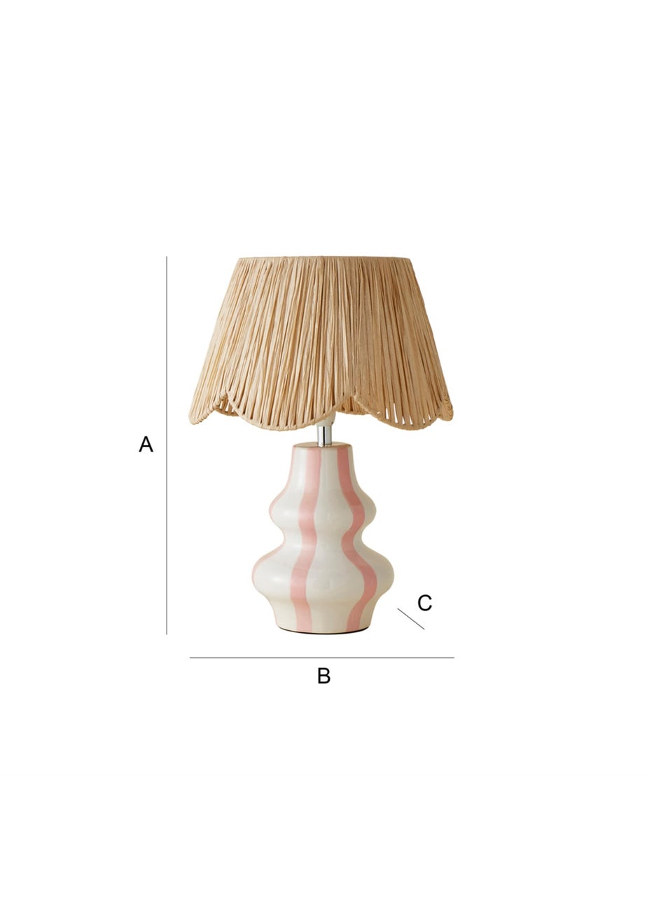 ValueLights Perrie Gloss Pink Table Lamp with Natural Tapered Shade