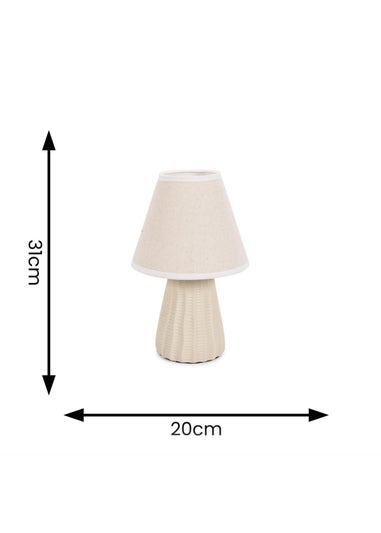 ValueLights Saskia Gloss Cream Table Lamp with Cream Tapered Shade