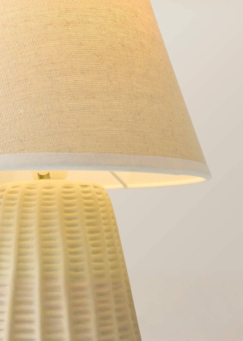 ValueLights Saskia Gloss Cream Table Lamp with Cream Tapered Shade