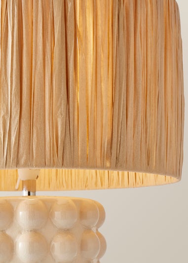 ValueLights Kiran Gloss Cream Table Lamp with Natural Drum Shade