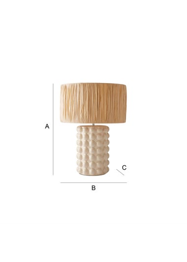 ValueLights Kiran Gloss Cream Table Lamp with Natural Drum Shade